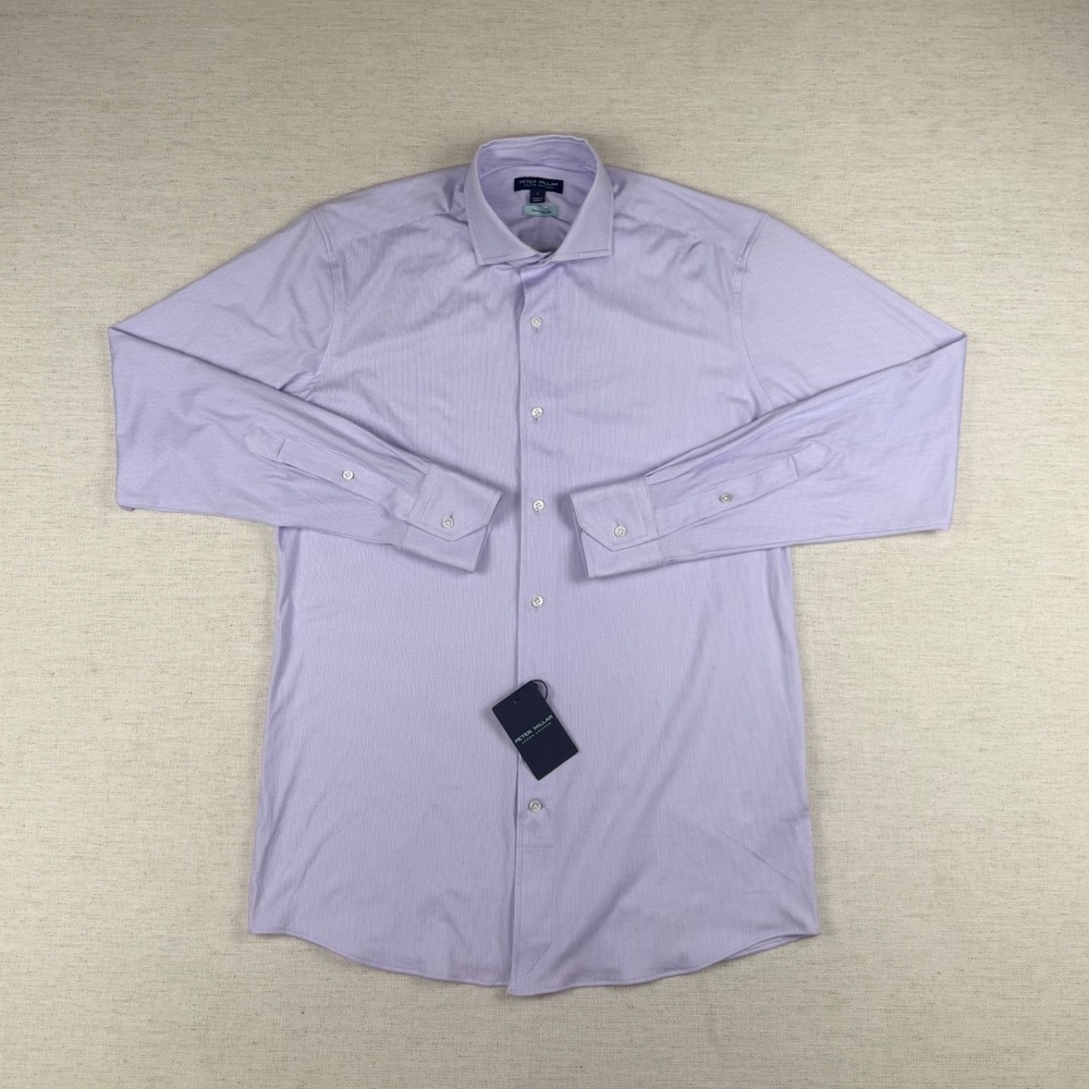 Peter Millar Crown Crafted Excursionist Flex Shirt Purple Stripe S MF25XW09LTX